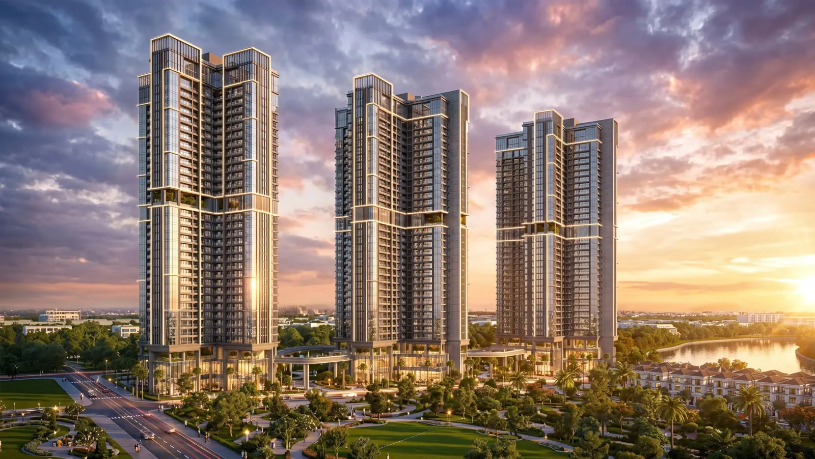 Tháp căn hộ dự án Alluvia Sunshine Mania, phân khu Avenue ven sông