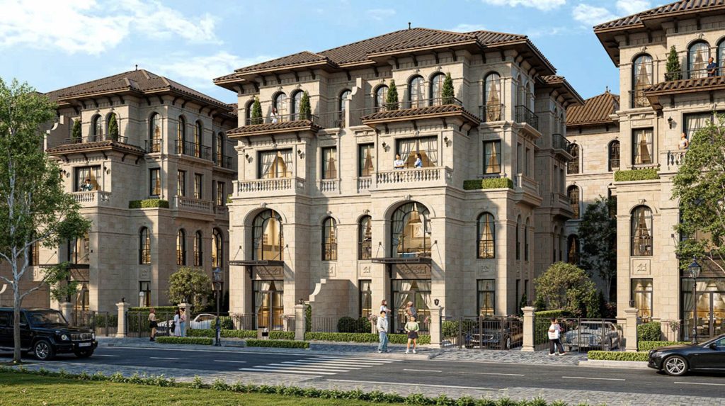 Phối cảnh biệt thự song lập Alluvia City bốn tầng theo phong cách tân cổ điển Pháp, lựa chọn tầm 30 tỷ bên cạnh song lập Ecopark